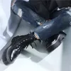 Bottes en cuir femmes hiver 2021 plate-forme plate-forme femme botte motard combat peluche chaud dames grosses chaussures noir