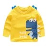 Mudkingdom bébé garçons à manches longues T-Shirts mode dessin animé dinosaure coton enfants hauts enfants vêtements 210615