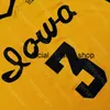 2020 New Iowa Hawkeyes College Basketball Jersey NCAA 3 Bohannon Jaune Tous Cousus et Broderie Hommes Taille Jeunesse