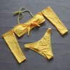 Сексуальные бикини с плечами Купальники для женщин с длинным рукавом купальник женский лук-узлы толчок купания костюмы пляжные носить плавание костюм 210521