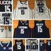 Ucnn Huskies 15 켐바 워커 대학 유니폼 대학 착용 해군 백인 남성 NCAA 농구 스티치 jerseys S-2XL 최고 품질