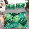 Set di biancheria da letto Nordic Tropical Green Plant Leaf Print Set Copripiumino moderno con federa Copripiumino Biancheria da letto