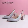 SOPHITINA Mature Style Chaussures En Cuir Véritable Femmes Talons Dressing Haute Qualité Printemps Automne Bout Pointu Slingback Pompes PK113 210513