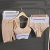 Märken Womens Bra Tanks Briefs 3st Set Yoga Clothes High midjeshorts Elastic Webbing Sports Vest för Female245L