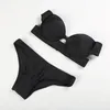 Kvinnors badkläder Bikinis sätter 2021 Sexig solid bikini Set låg midjeskörd topp simning för kvinnor baddräkt