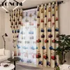 Tongdi Dzieci Blackout Curtain Kawaii Lovely Cartoon Car Printing Decoration for francuski Okno Strona główna Parlou Sypialnia Livingroom 210712