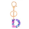 26 Initials Letter Pendant Key Chains for Women Acrylic Resin Keyrings Car Keys Ring Holders Bag Charm Jewelry Creative