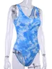 Jumpsuits voor dames dames playsuits tie-dye print mouwloze jumpsuit sexy stretch slanke romper clubs feesten dames skinny schede 2022