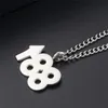 Numero di titanio maschile in acciaio 88 UP sostenendo un numero semplice numero penzola a catena unisex regali di gioielli catene237i
