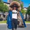 Maaokong Fur Coat Real Fur Denim Coats Winter Jacket Parkas Kapturem Real Rabbit Fur Liner Damska Kurtka 211019