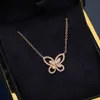 New 2022 Top Brand Pure 925 Sterling Silver Jewelry Women Rose Gold Butterfly Diamond Pendant Necklace LovelyFine Luxury Quality292s