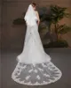 Strato 2 bordo pizzo 3m velo da sposa cattedrale con pettine per gli accessori per veli da sposa da sposa vail velos de nolia x07269816239
