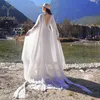 Yosimi vloerlengte lange vrouwen jurk witte chiffon zomer v-hals lantaarn mouwen fit en flare feestjurken elegante 210604
