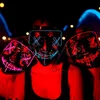 Halloween bal przebierańców LED świecąca maska zabawny straszny zapalić neonowy przewód świecący Cosplay Horror popularne świecące maski na twarz wystrój Ocean dostawa YL0360