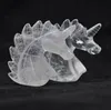 1pc Natural Clear Quartz Crystal Unicorn Inredning Specimen Hand Carved Horse Head Figurine