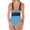 Mulheres femininas de roupas de banho sexy de cor sólida acolchoada visto através do elástico Monokini One Piece Swimsuit