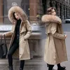 Frauen Daunen Parkas GRELLER 2021 Mode Lange Winter Mantel Frauen Kleidung Wolle Liner Mit Kapuze Schlank Mit Pelz Kragen Warme jacke