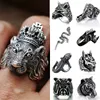 Fashion 20/30/50/100pcs animal head ring Gothic style Punk Tough Guy vintage mix metal band fit Men and Women Jewelry Gift Cluster rings