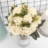 Soie Hortensias Fleurs Artificielles De Haute Qualité Blanc Fleurs De Mariage Petit Bouquet Faux Fleur Fête Maison pour Décoration Rose Y0630