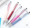 Fijne Crystal Ballpoint Pennen 1mm Mode Creatieve Stylus Touch Pen Schrijven Briefpapier Kantoor School Balpen Black Ballpoint Penszc818