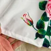 Старинные цветочные белые мини-платье Женщины лето элегантный длинный рукав O-образным вырезом розовый цветок напечатаны свободные Vestidos повседневная женщина 2021 Y0603