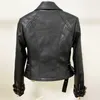 HIGH STREET Designer Jacket Women's Lion Buttons Double Zippers Motorcycle Biker Synthetic Leather Jacket 210916