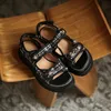 Sandals 2021 Summer Women Leather Designer Shoes Wadies Round Toes Tedges Woman Platform Heels Sandles Black Yellow Brown 34-42