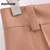 Aachoae Neue Frauen Mode 2021 Einfarbig Gerade Hosen Chic Büro Tragen Damen Hosen Zipper Fly Lange Böden Mujer Hosen q0801