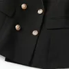 Patchwork Double Breasted Stripes Jacket Black Women Preppy Style Fashion PU Leather Splicing Lapel Neck Long Sleeve Sim Coat Plus Size Autumn Winter