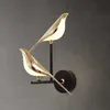 Postmodern Bird Led Vägglampa Nordic Plating Gold Acrylic Bedroom Bedside Wall Sconce Hallway Aisle Staircase Wall Light Fixture 210724