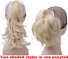 Girl's Claw Synthetic Pony Hair Extensions Women Blonde Ponytail Hairpiece High Temperature Fiber 14Inch Long Horse Tail