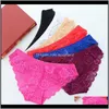 Womens Sexy Lace Transparent Thong Panties Low Waist Cotton Crotch Underwear Women Soft And Breathable Seamless Briefs Gstring Jum1J 1L6Bj