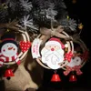 Christmas Tree Hanging Ornaments Handmade Wooden Wreath Santa Elk Snowman with Bells Home Party Decorations KDJK2109