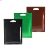 Małe etui 3x4 cal (8x11cm) błyszczący czarny / zielony grzewy z zamkiem błyskawicznym torby do przechowywania spożywczym torba pakietowa z otworem 100 PCSHigh
