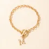 Charm Bracelets ZHEN TOMOMI Gothic Gold Letter M Bracelet For Women 2021 Bohemian Geometric Chain OT Buckle Set Jewelry