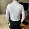 Sonbahar Hattı Işlemeli erkek gömlek Kore Ince Uzun Kollu Rahat Gömlek Erkek İş Elbise Tops Streetwear Chemise Homme 210527