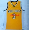 # 3 PAUL College maillot de basket-ball noir blanc Wake Forest pour hommes maillots scolaires All Stitched