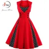 S-4XL Femmes Robe Rétro Vintage Robe 50s 60s Rockabilly Dot Swing Pin Up Robes de soirée d'été Tunique élégante Robes Casual 210623