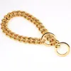 10/12/15 MM Edelstahl Gold Cut Cuban Curb Pet Supplies Halsband Walking Training Leine Hundegeschirr Halsband 13-34 Zoll