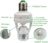 Fabriksförsörjning E27 Hög känslighet PIR Motion Sensor PBT-uttag Adapter automatiskt Ljusstyrning Smart Switch Bulb Hållare