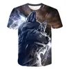 Verão Camisetas Homens Streetwear Redondo Pescoço Manga Curta Tees Tops Engraçado Animal Masculino Roupa Casual Lobo 3D Imprimir Tshirt