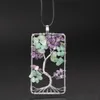 Rectangle winding Tree of Life Pendant Necklace Handmade Amethyst+Green Aventurine Stones Chakra Jewelry for Women and men