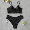 Mulheres Swimwear 2021 Sexy Sólido Swimsuit Mulheres Bikini Push Up Colete Set Brasileiro Terno De Banho Dois Peça Nadar Feminino