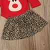 0-18M Christmas born Infant Baby Girl Clothes Set Cartoon Deer Long Sleeve Tops Leopard Skirts Xmas Outfits 210515