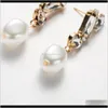 Charm Jewelry Drop Delivery 2021 Fan Geometry Diamond Imitation Pearl Super Flash Earrings Girls Heart Fantasy Temperament Cold Wind 6R8Tl