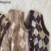 NEPLOE Moda Moda Moda Cardigan Cardigan Bule Sweater V Neck Sem Mangas Inglaterra Estilo Feminino Waistcoat Chique Tops Tanque 210422