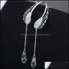 Urok Kolczyki Biżuteria 2021 Sier Plated Angel Wing Stylist Crystal Drop Dangle Ear Stud Dla Kobiet Długi Mankiet Kolczyk Czechy Biżuteria Dostarczane