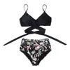 Stampa avvolgente Bikini a vita alta Costume da bagno separato Costume da bagno sexy da donna Push Up Set Costumi da bagno da spiaggia 210629