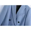 [DEAT] Fashion Women Coat Long Sleeve Solid Color Single-breasted V-neck Simple Blazer Autumn Spring 13C079 210527