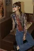 Camicetta a maniche lunghe con top in maglia di moda donna autunno Camicetta asimmetrica e camicette con collo alto patchwork 210427